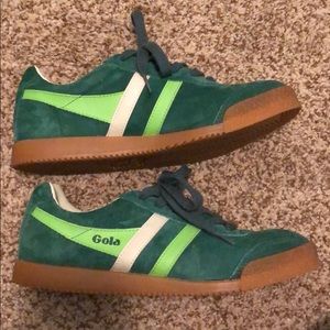 Green suede Gola shoes, worn only a few times